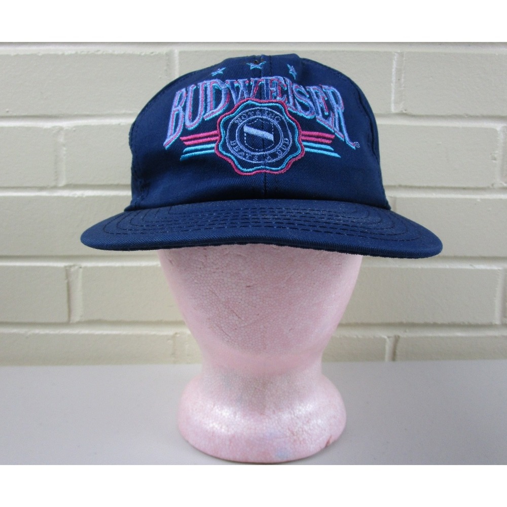 Vintage 90s Budweiser Promo Snapback Hat "Nothing Beats a Bud" Embroidered Beer